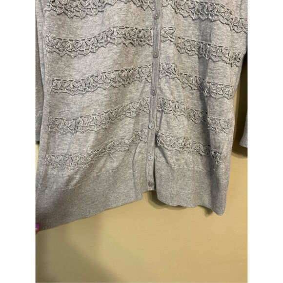 Halogen Womens Grey Silver Beaded Cotton Button up Cardigan Large - Picture 7 of 13